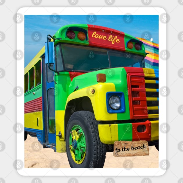 Take a Rasta Style Bus to the Beach Sticker by CheeseOnBread